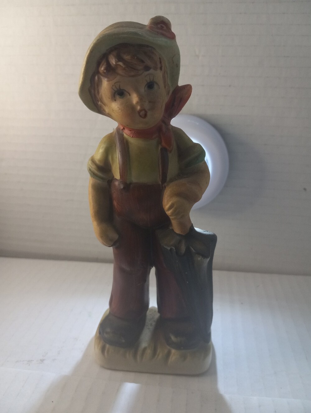 Handcrafted Painted Vintage Charming Ceramic Textured Boy Figurine Decor Display
